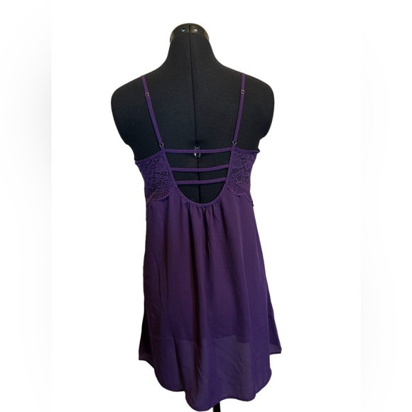 NWT INC International Concepts Lace & Chiffon Nightgown Lingerie Purple Dynasty - Picture 6 of 8
